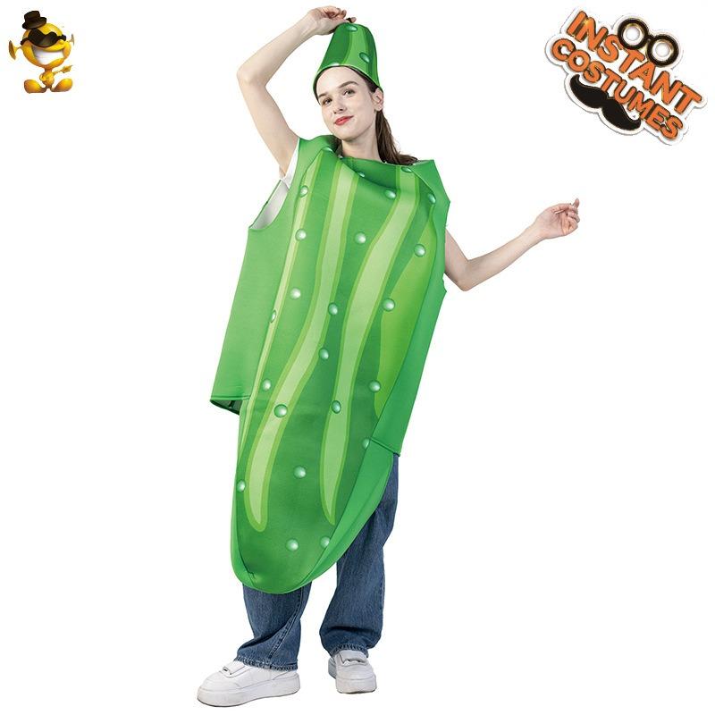 Adult Halloween funny cos cucumber costumes, parent-child costumes, couple costumes, carnival fruit costumes