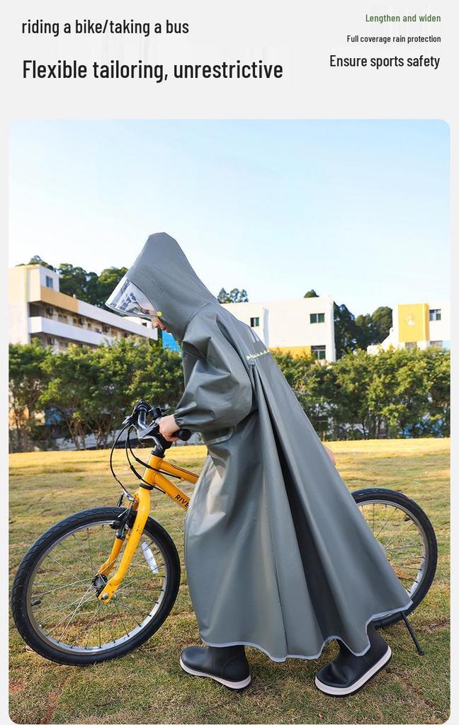 Children's Stormproof Long Rain Cape with Backpack Compartment - Medium & Large Sizes for School