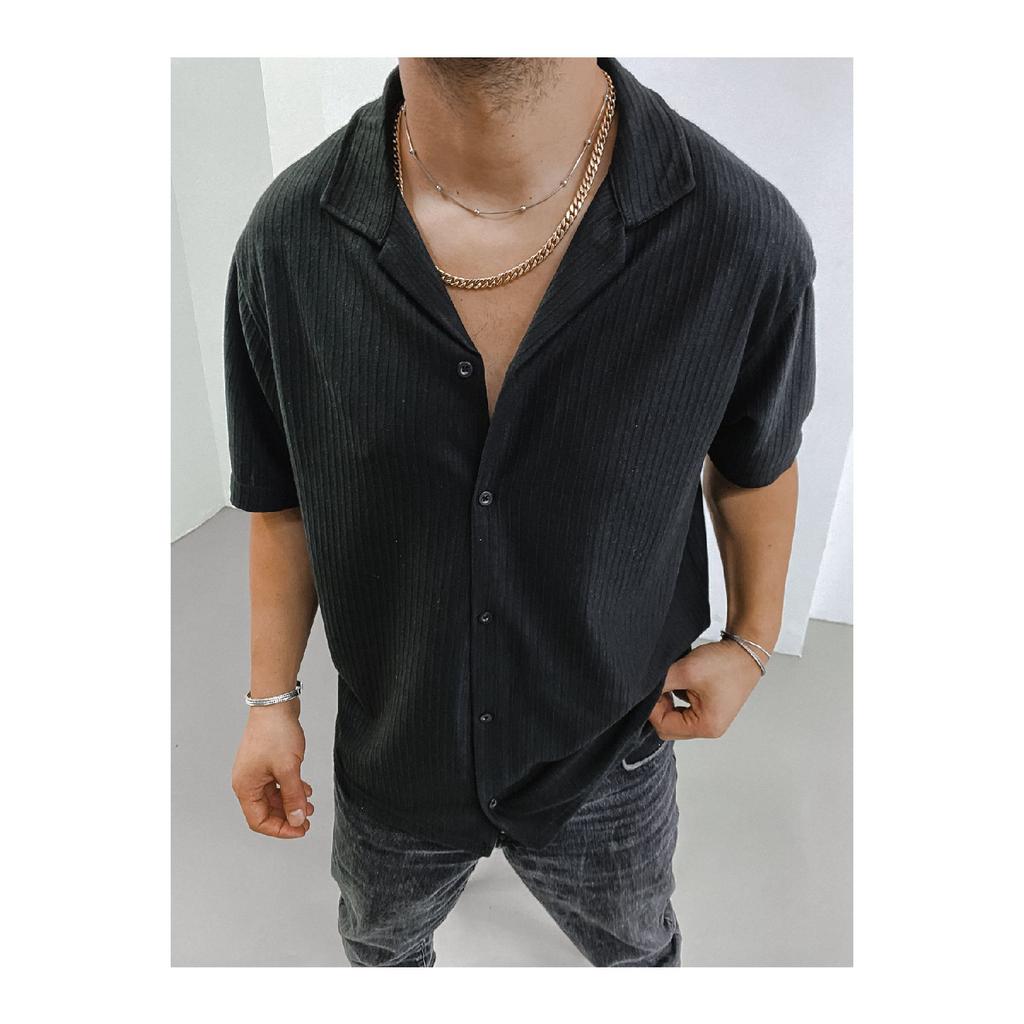 Cămașă cu mânecă scurtă pentru bărbați, obișnuită, cu potrivire completă