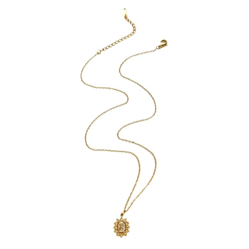 Versatile Geometric Charm Necklace With Sparkling Rhinestones Stainless Steel Clavicle Chain Adjustable Jewelry