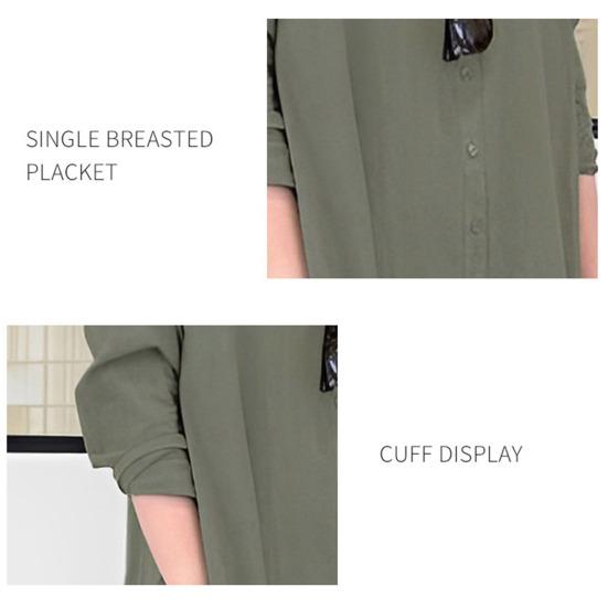 Damen-Frühlingskleid, Umlegekragen, locker, einreihig, langärmelig, reine Farbe, Knöpfe, Taschen, Hemdtyp, knöchellang, Herbst- und Alltags-Maxikleid