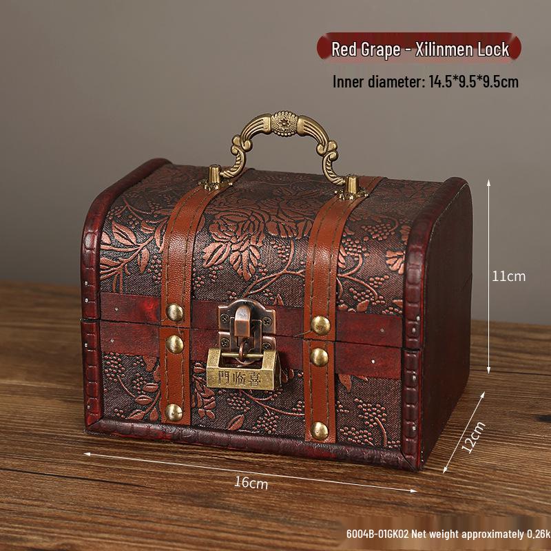 Classic Wooden Lockable Storage Box with Handle – Creative Gift Packaging for Jewelry and Accessories