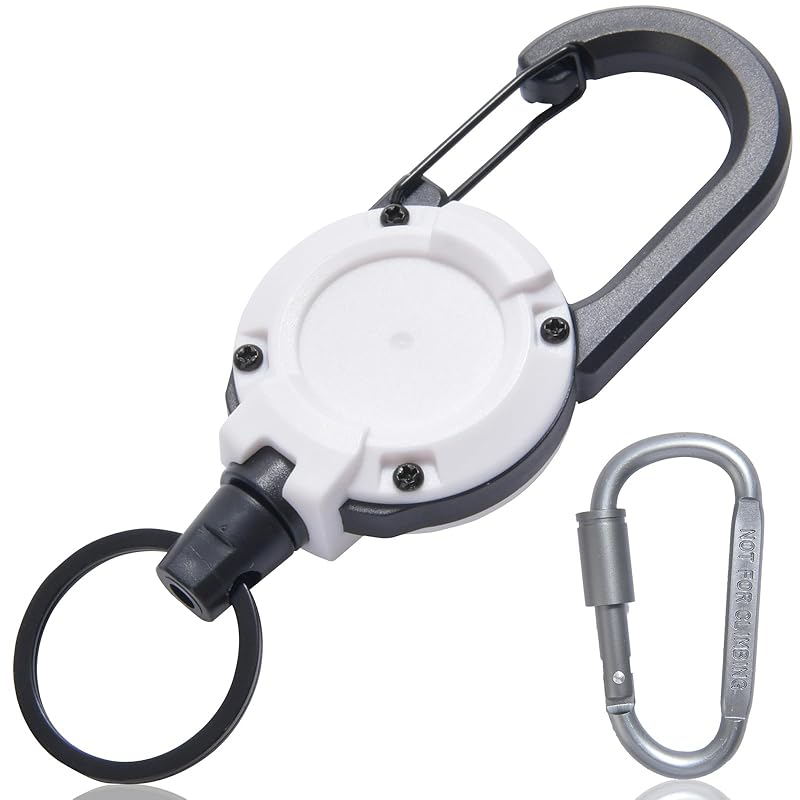 

[akoyo] key back With carabiner multifunctional Elastic reel type key reel initial telescopic [metal wire in Durable] powerful carabiner pin-on reel