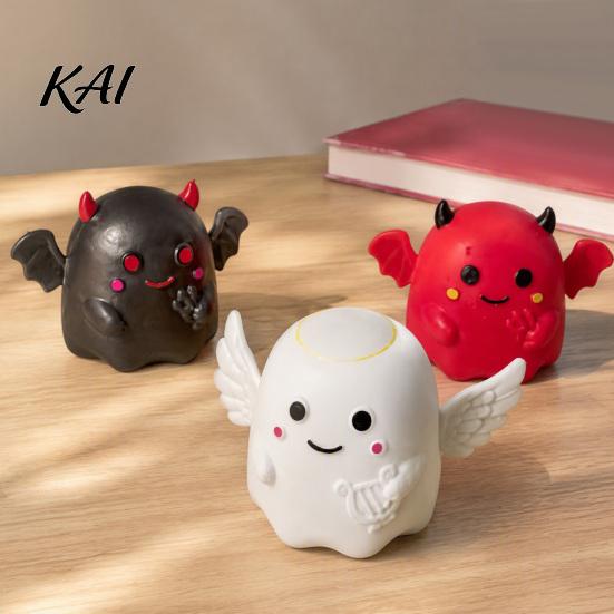 Ghost Desk Accessories Halloween Squeeze Toy, Angel Demon Stress Relief Anxiety Toys Slow Rebound Ball Fidget Party Favors Relievers