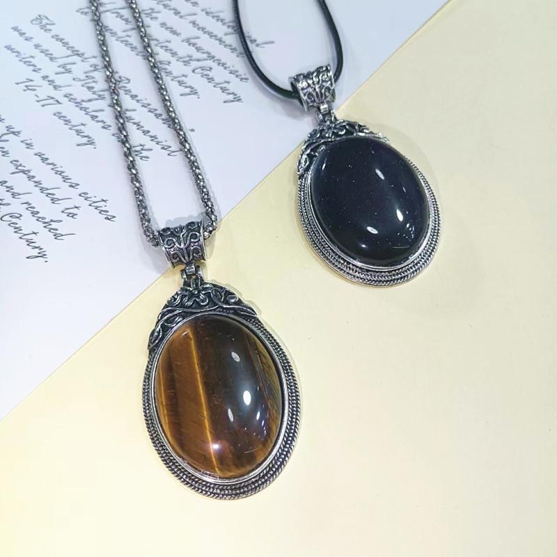 Geometric Gemstone Necklace Pendant With Embedded Semi Precious Stones For Fashion Jewelry Enthusiasts