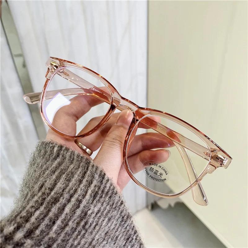 Transparent Women's Finished Myopia Glasses Blue Light Blocking Clear Lens Minus Diopter Eyeglasses Fashion Ladies Round Eyewear