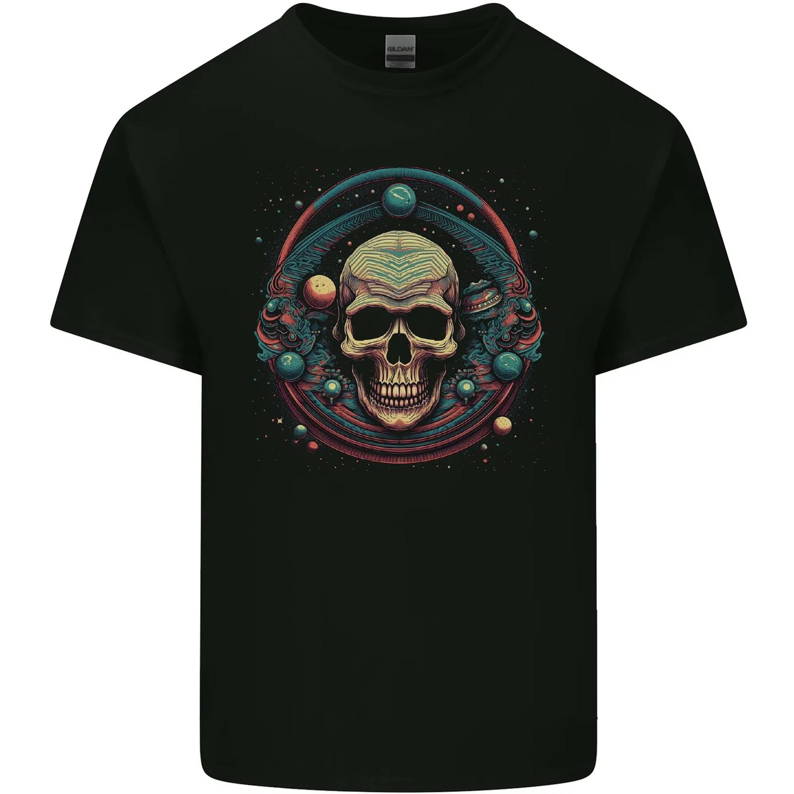 Astro Skull Planets Universe Space Kids T-Shirt Childrens S