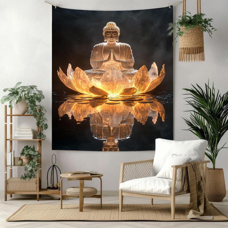 Buddha statue tapestry 75x100 чёрный