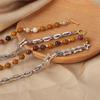 Natural Stone Beads Necklace For Women Handmade Beaded Splicing Stainless Steel Link Chain Chunky Necklaces Woman Jewelry