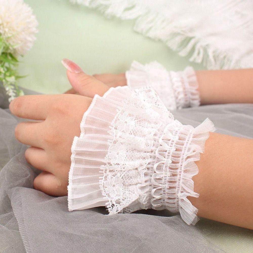 Comfortable Lace Ruffled Wrist Detachable Fake Sleeves Cuffs  Stage Performance