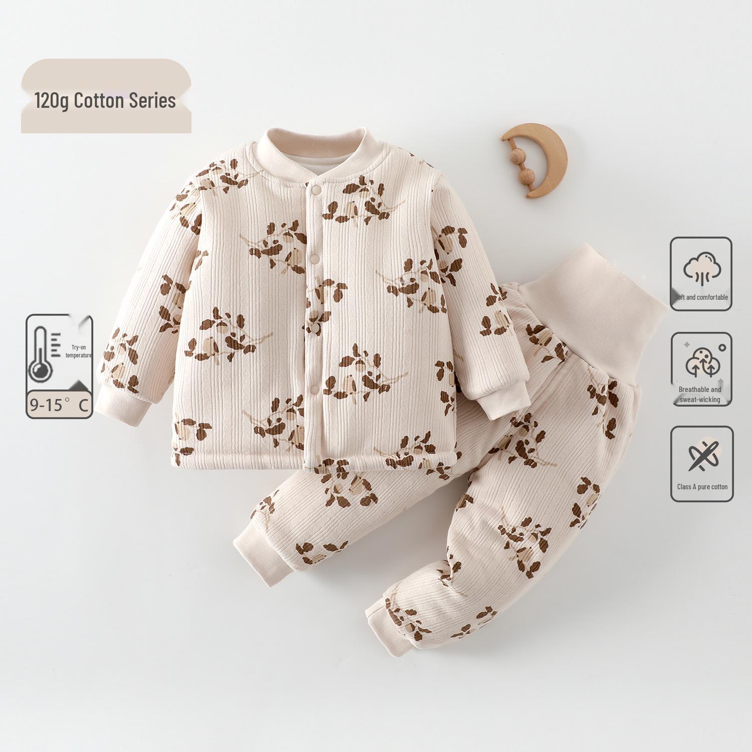 Baby Boys & Girls Quilted Cotton Jacket & Pajama Set - Thick for Autumn & Winter 80cm