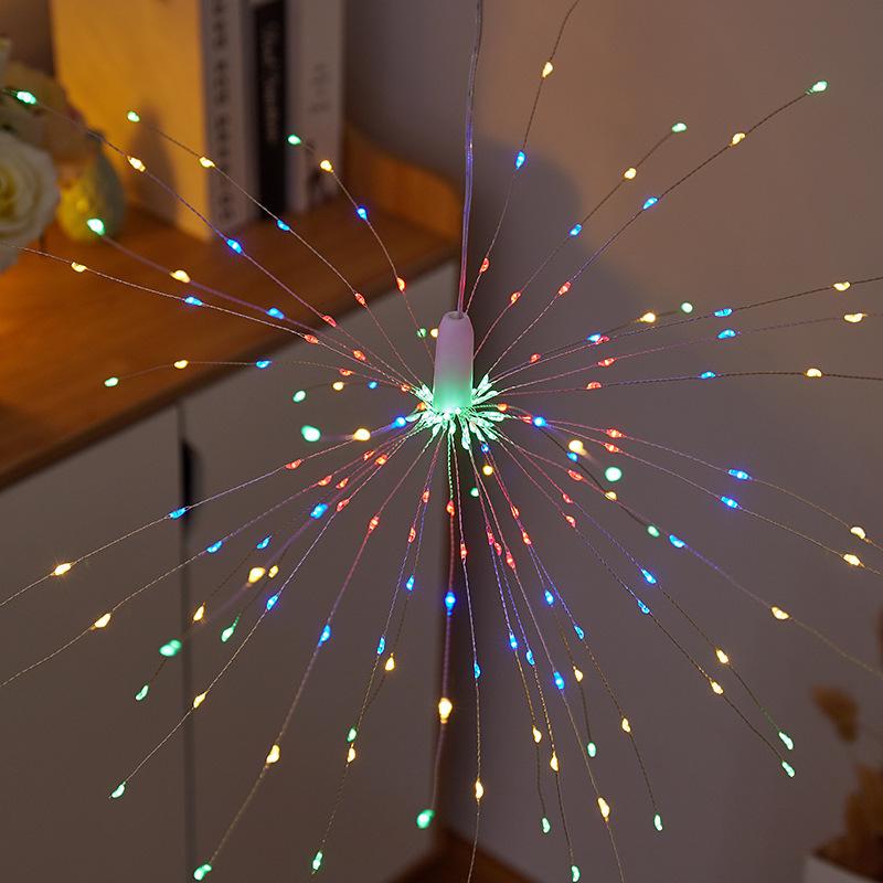 LED Solar Hanging Firework Lights - Outdoor Garden, Lawn, Wedding, Courtyard, Upside-Down Dandelion Decor.