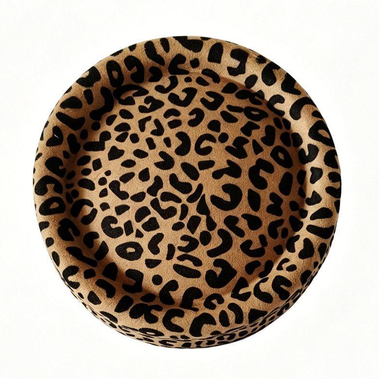 Women's Hat Fall and Winternew Arrivalwoolen Leopard Print Hat Women's Stewardess Beret Retro Hat