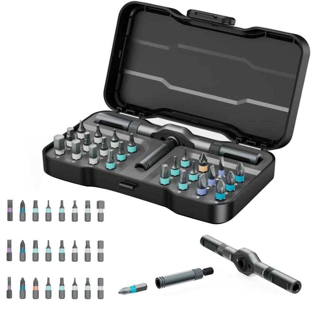 24 in 1 Magnetic Screwdriver Set Multifunctional Toolbox with Detachable Ratchet Handle Portable Precision Repair Tool