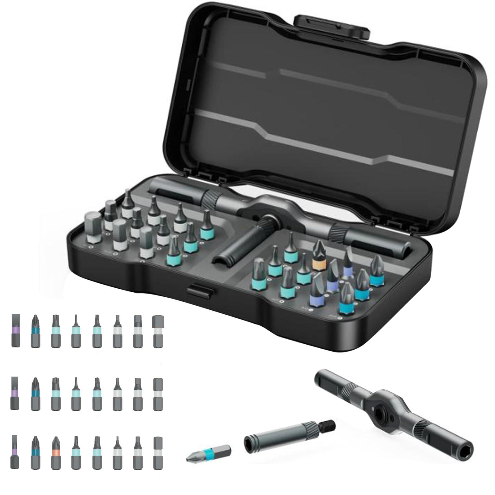 

24 in 1 Magnetic Screwdriver Set Multifunctional Toolbox with Detachable Ratchet Handle Portable Precision Repair Tool
