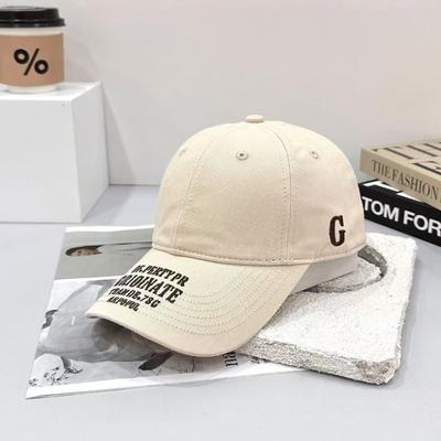 Baseball Cap Women's Summer Deep Top Fashion Versatile Face Small Letter Embroidery Sun Hat Sun Protection Cap Men