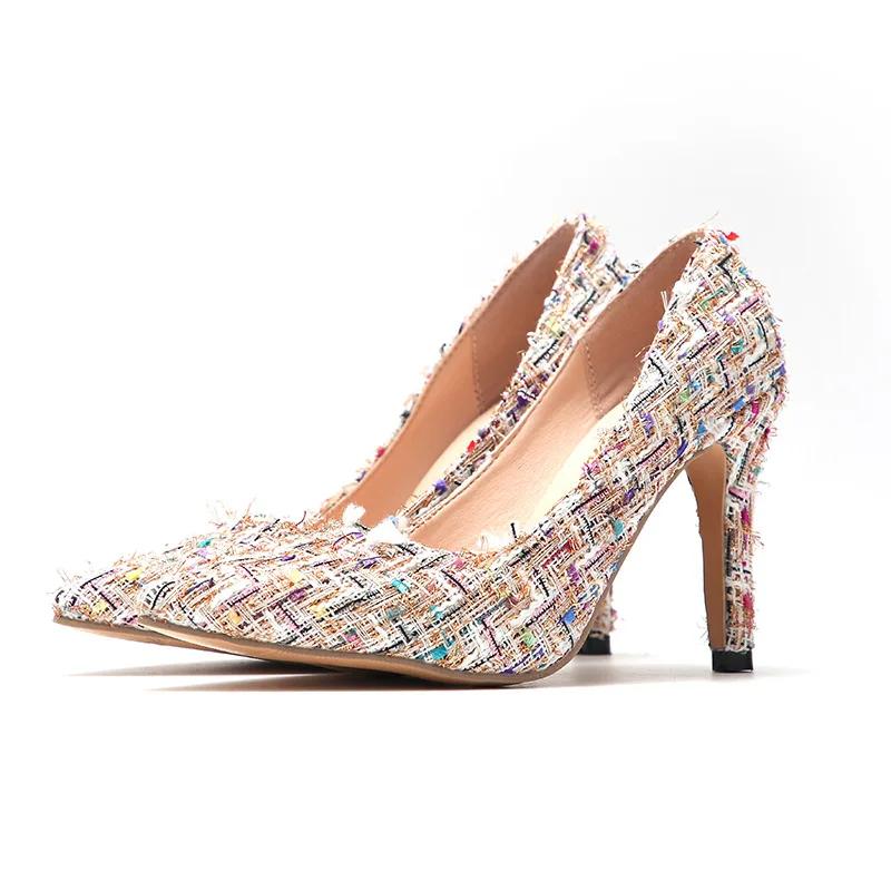 Ladies High Heels Elegant Pointed Toe Slip-On Shallow Mouth Women Shoe 2025 Fashion Wedding Shoes Pumps Party All-match Footwear