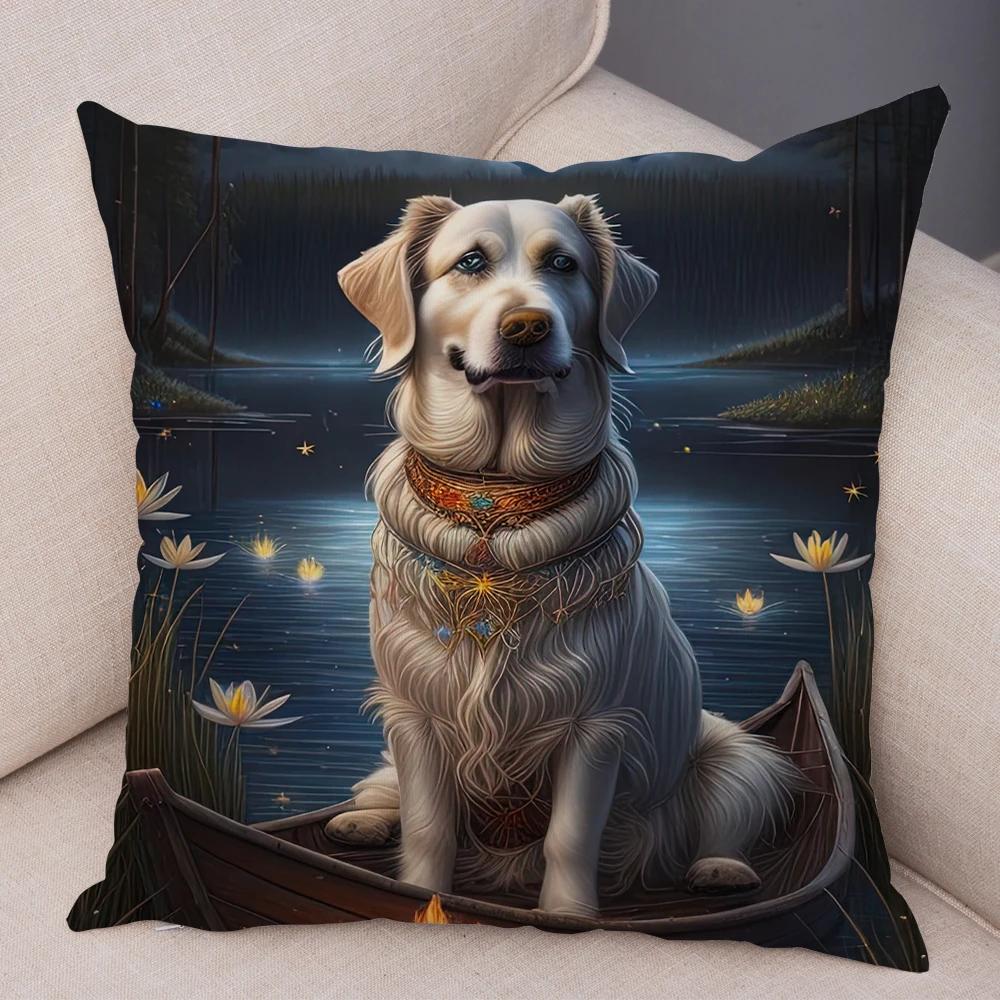 Moon Boat Butterfly Dog Corgi Cushion Cover Double Print Decor Pet Animal Pillowcase Soft Plush Pillow Case for Car Sofa Home