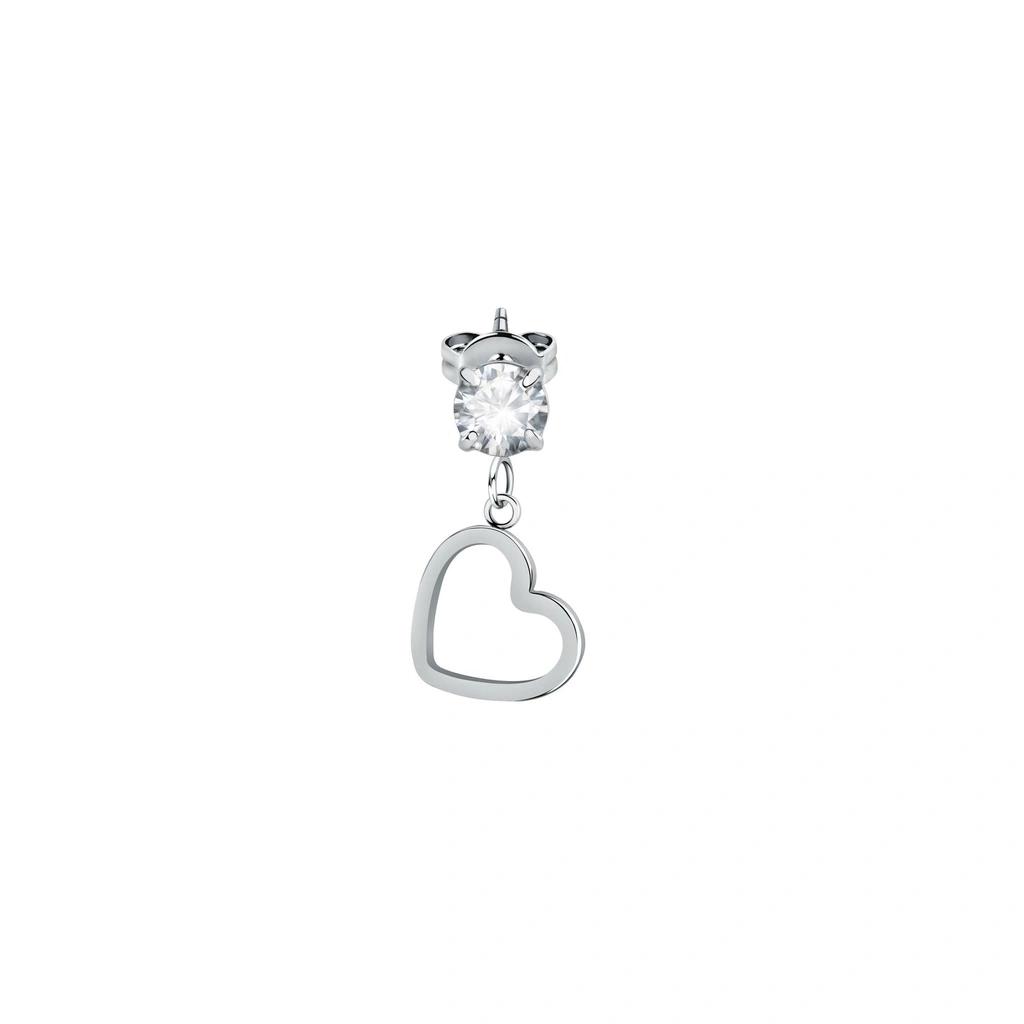 La Petite Story Single Steel Heart Earrings With Clear Zircons LPS02AQM58 For Women