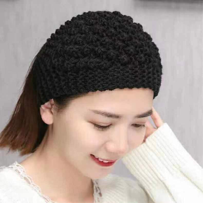 Women's Hand-Knitted Wool Headband: Warm Autumn/Winter Ear Protection with Wide Brim