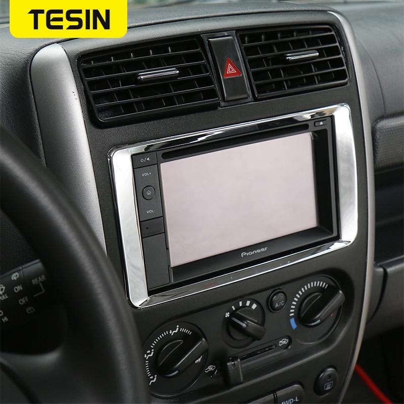 TESIN ABS Dashboard Console GPS Navigation Decoration Frame Cover Trim Stickers For Suzuki Jimny 2011-2017 Interior