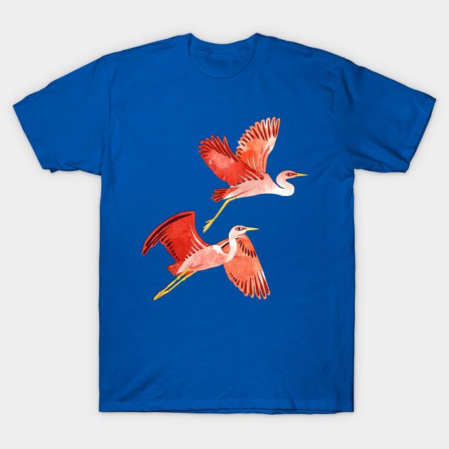Men Black Print T-shirt Coral Birds In Flight No-Cut Transfer Paper Print Cotton Tshirt 2XL