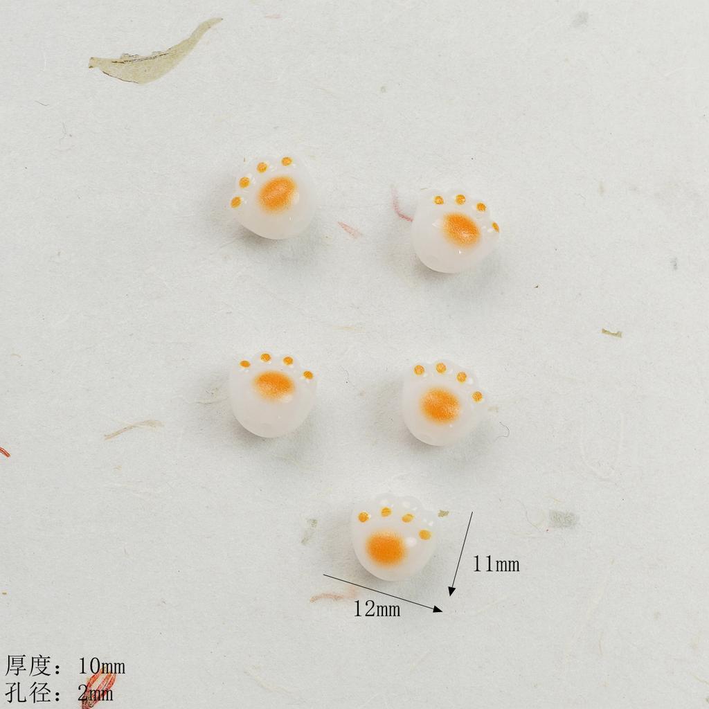 Acrylic Imitation Charcoal Burning Cat Paw Loose Beads Beaded DIY Accessories Mobile Phone Chain Bracelet Pendant Handmade Jewelry Material