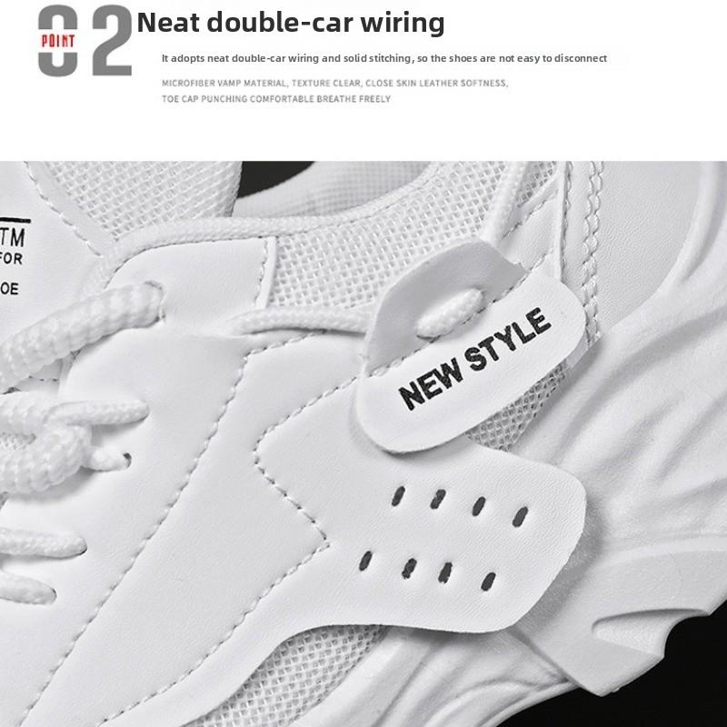 Modische Sneaker für Herren Hochwertiges Leder Freizeitschuhe Mesh Atmungsaktiv Sport Laufschuhe Plateau Tennisschuhe Zapatillas Hombre