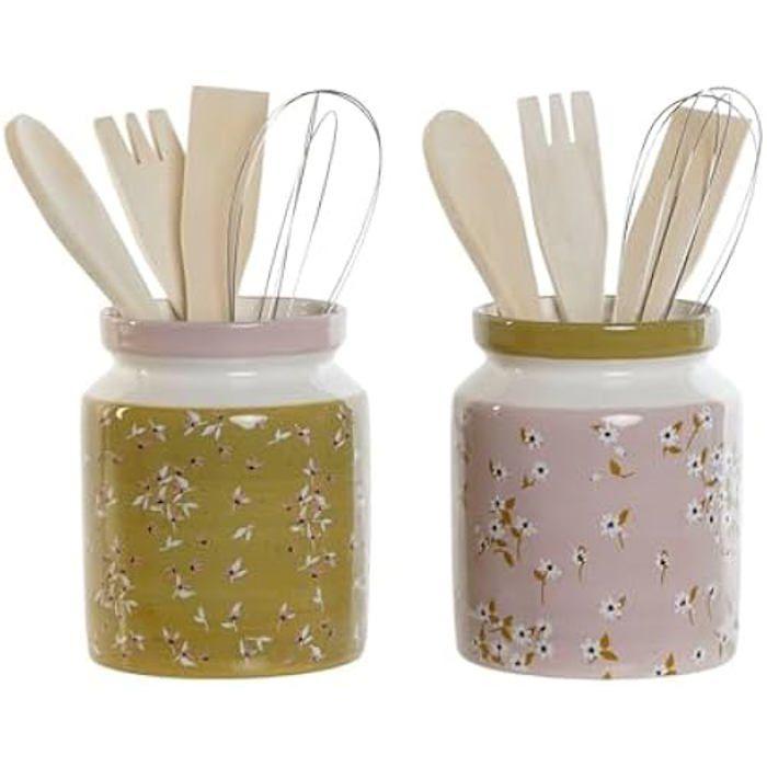 Pot Pour Ustensiles De Cuisine - DKD Home Decor - Estándar - Vert Et Lilas - Métal Et Bois MDF