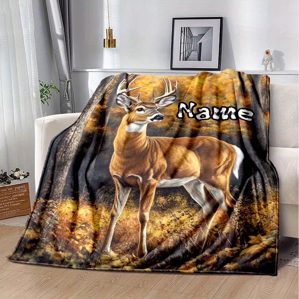 Deer Customize Your Name Blanket Warm Comfortable And Soft Blankets Are Suitable For Home Chairs Office Sofas Sofas Office Camping And Gifts For