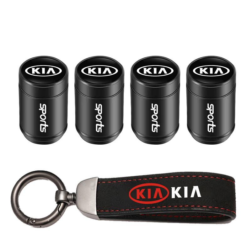 OYQZ3 Car Tire Wheel Valve Caps Cover Suede Car Key Chain Ring Keychain For KIA EV6 Stinger RIO Sorento Picanto Ceed Borrego Syros K4