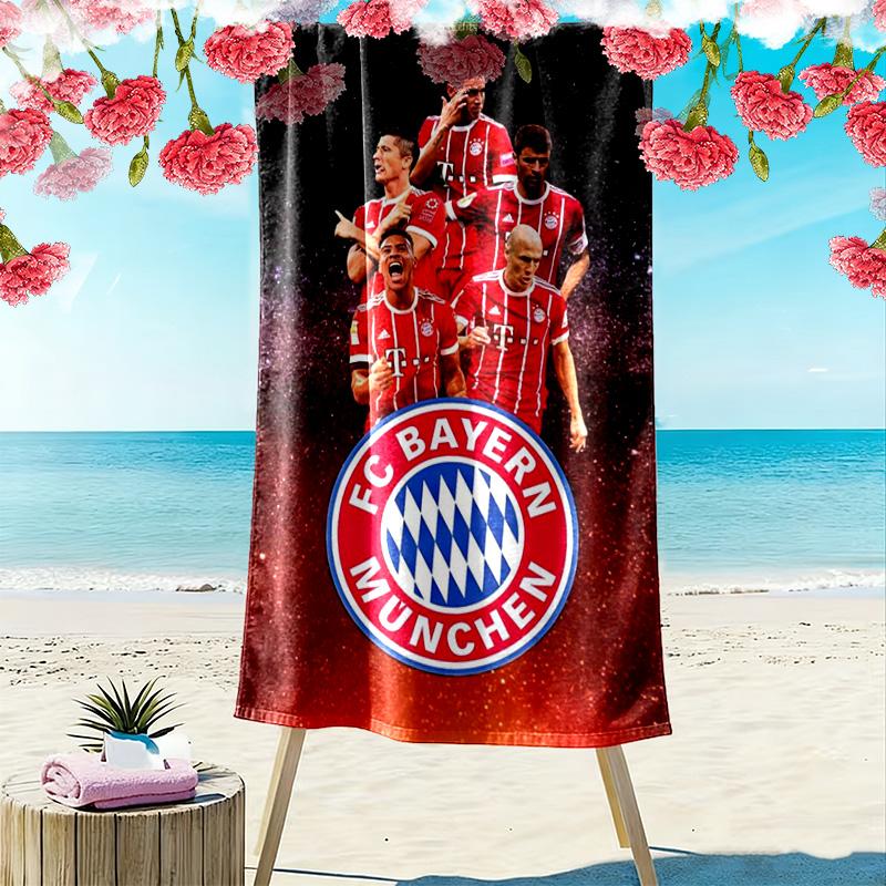 Bayern Munich Stripes Logo beach towel Portable for travel Beach towel for vacation photos seaside Absorbent bath towel quickdrying swim towel