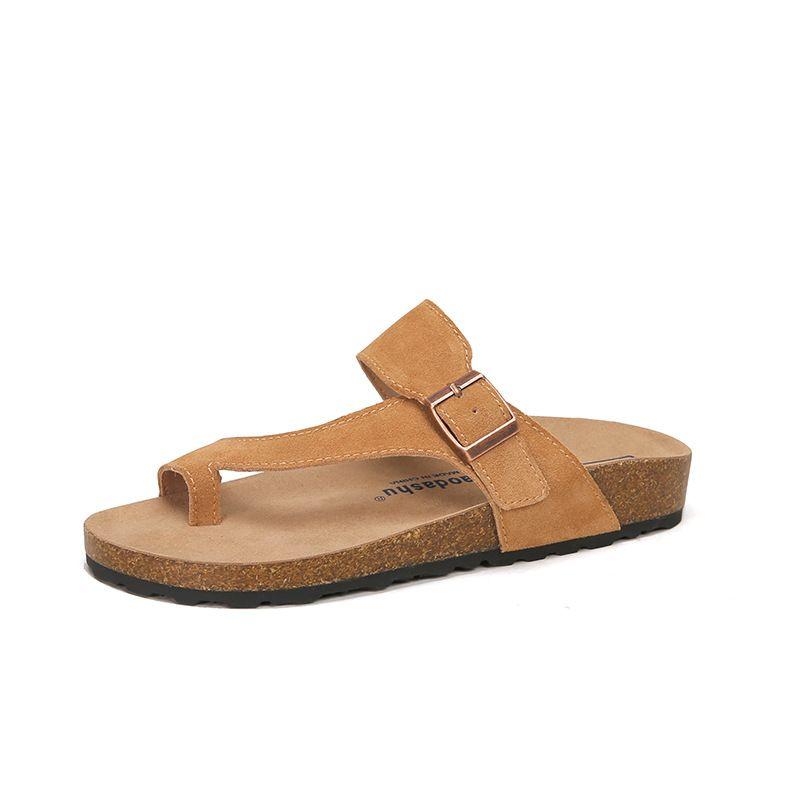 

Модные летние женские сандалии из пробки, шлепанцы из коровьей замши, пробковые тапочки, пляжные шлепанцы, женская обувь в стиле ретро в римском стиле 40 коричневый