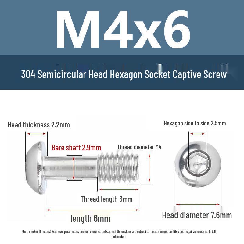 Yigu 304 Stainless Steel Anti-Loosening Hex Socket Captive Screws - M2/M3