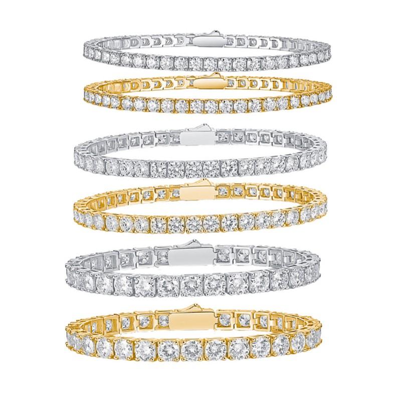 Sterling Tennis Bracelet With D-Color Moissanite Stones Lightweight Luxury Stackable Chain Women Adjustable