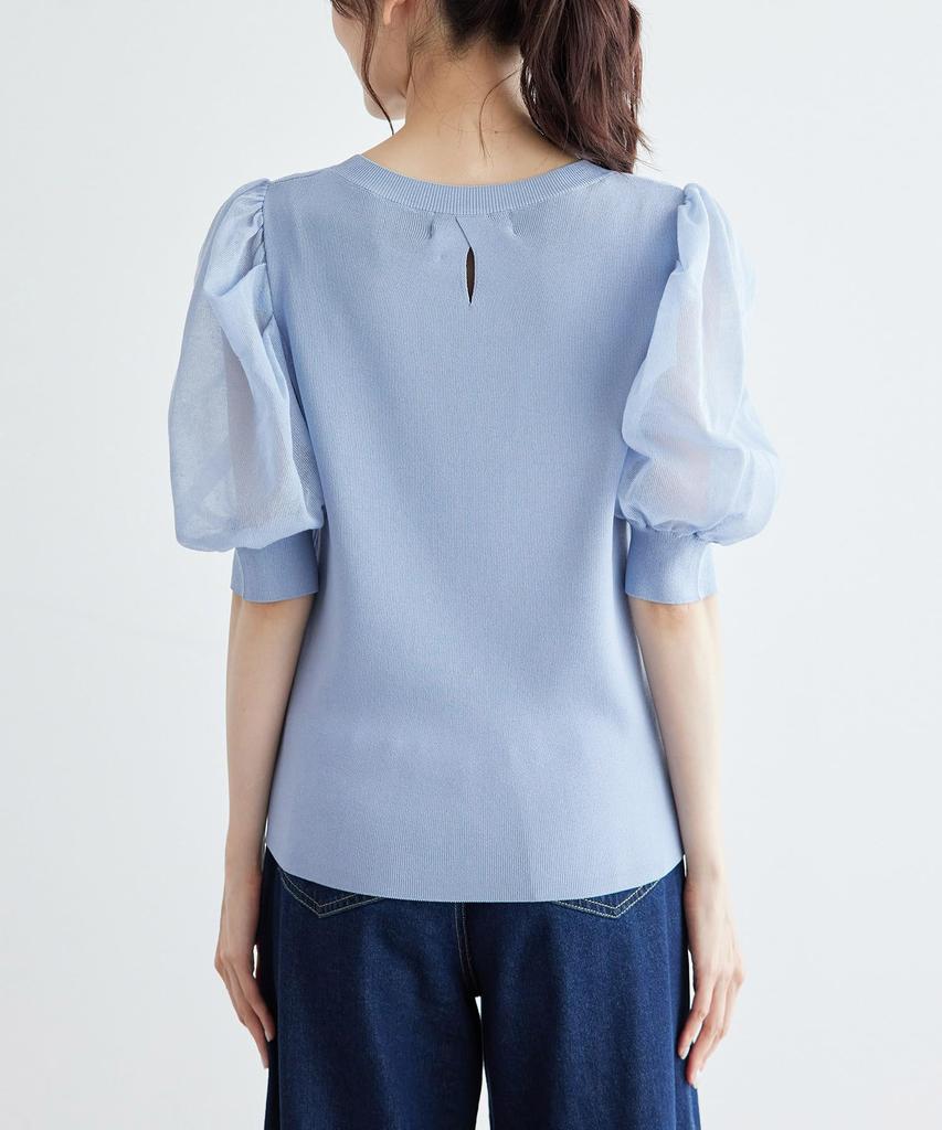 ROPE PICNIC Sheer Tuck Sleeve Knit Beige Women's Cool-to-the-touch Pullover, GDM14770, (27)