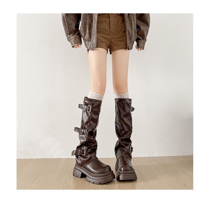 White fashion explosion thin medium and long boots women's shoes 2025 new autumn small thin thick heel trouser boots