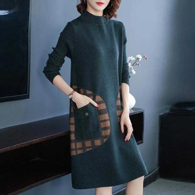 Rochie pentru Femei Bumbac Iarnă Caldă Gât Rotund Mânecă Lungă Vintage Casual Imprimată Lungă Tricot Mânecă Lungă Rochii Pulover