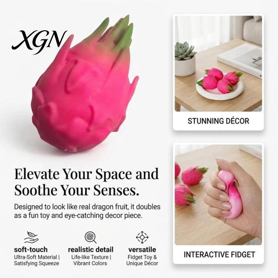 Simulation Fruit Squeeze Toy 1/2/3Pcs Dragon Stress Relief Dragonfruit Reliever Decompression Shape Sensory Fidget