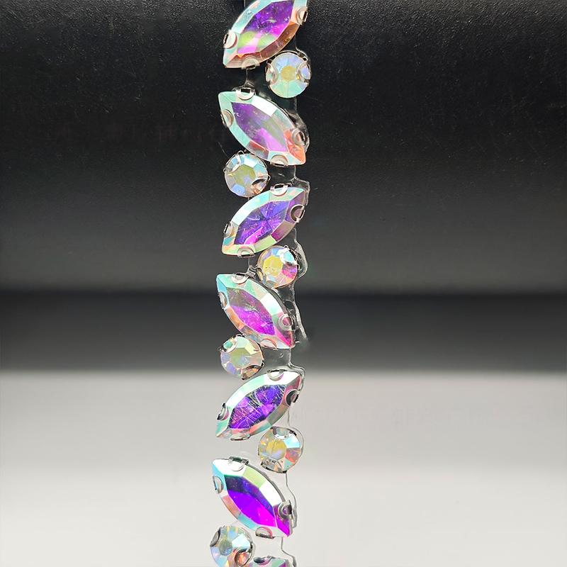 

2 Yards Rhinestone Trim Crystal AB Hot Fix Sparkling Mesh Rhinestone Applique Trim For Shoe Bags Dress Decoration DIY Craft 2 Yards