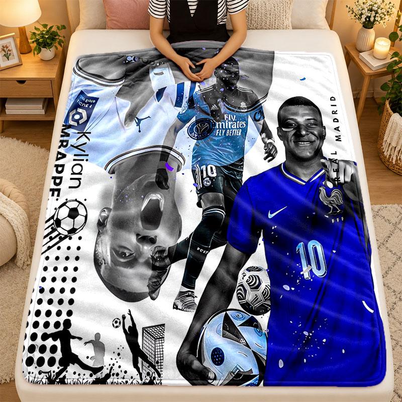 Flannel BlanketKylian Mbappe Warm Soft Throw Blanket for Indoor Sofa Bed Living Room Use