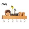 Wall Hanging Tool Hanger Solid Wood Key Holder with 6 Hooks Decorative Storage Rack Functional Hallway Organizer Space Saving Mounted for