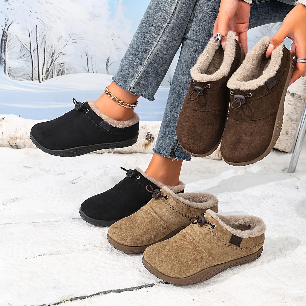 Women Autumn Winter Casual Shoes with Wide Toe Box, Fleece Lined Low Top Round Toe Comfort Walking Boots for Daily Wear