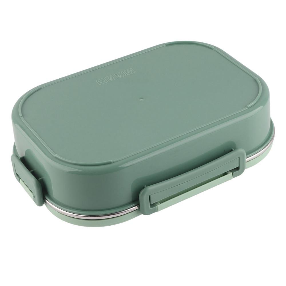 4-Compartment Stainless Steel Lunch Box Includes Spoon & Chopsticks Insulated Lunch Box  For Adults