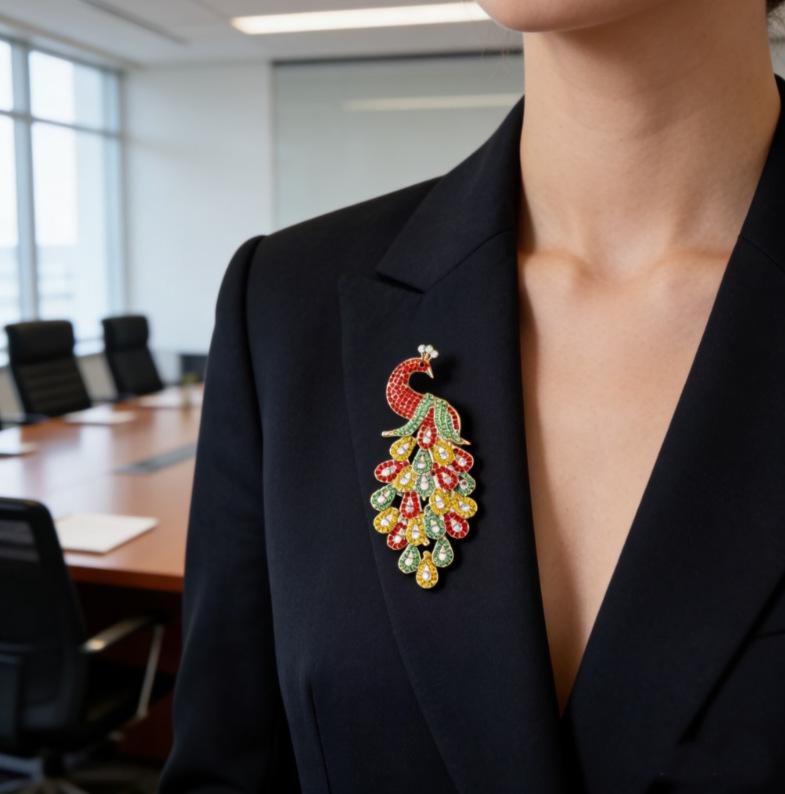 Peacock Brooch Elegant Classical Pin Charm Retro Jewelry Accessories Party Birthday Celebration Gift