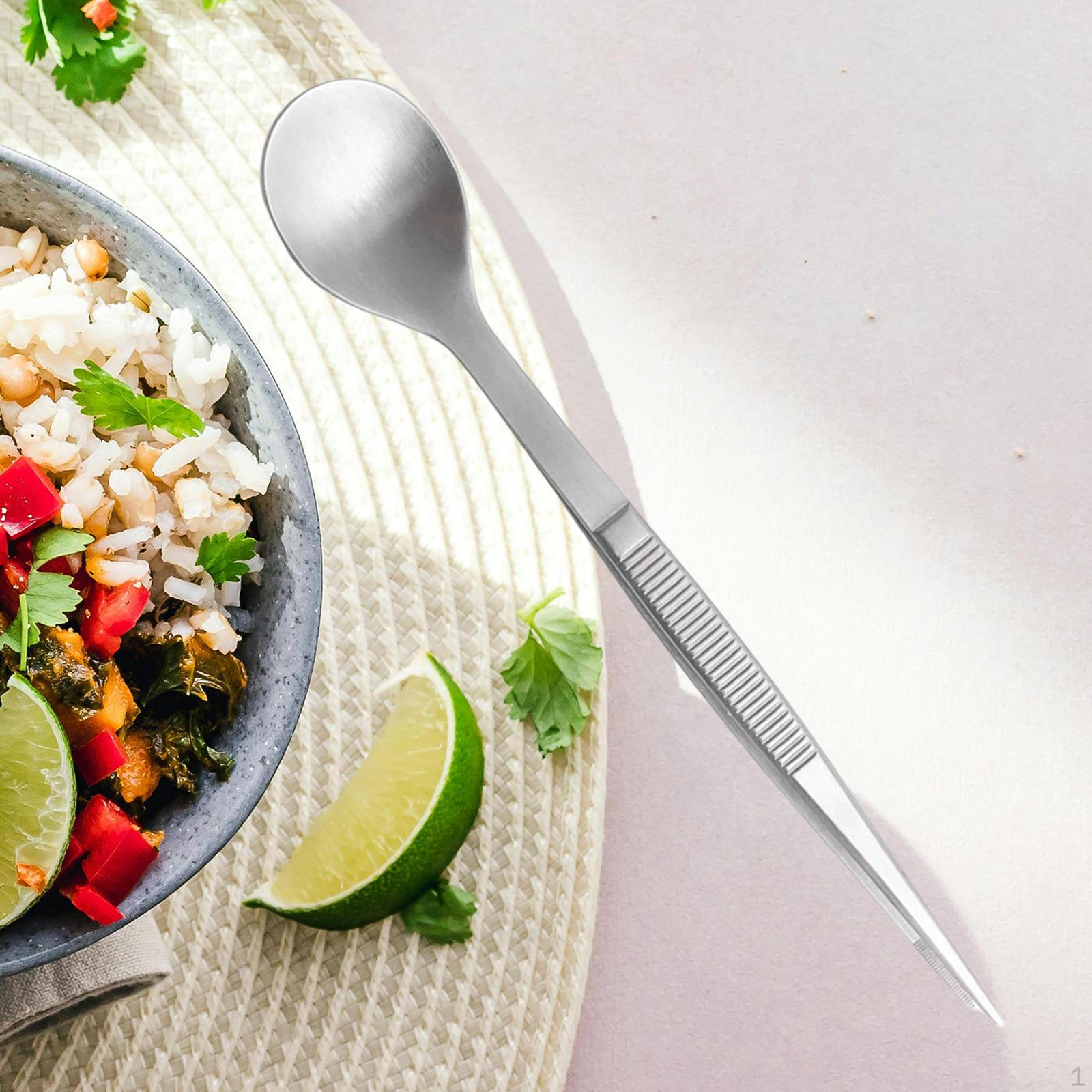 

2-in- Utensil: Stainless Steel Spoon And Tongs. for Serving at Parties. Silver