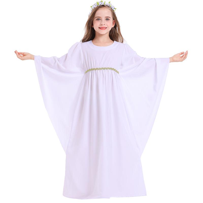 

Girls Angel & Devil Dual Costume Dress - White Gown with Removable Cape for Halloween, Christmas Pageant L білий