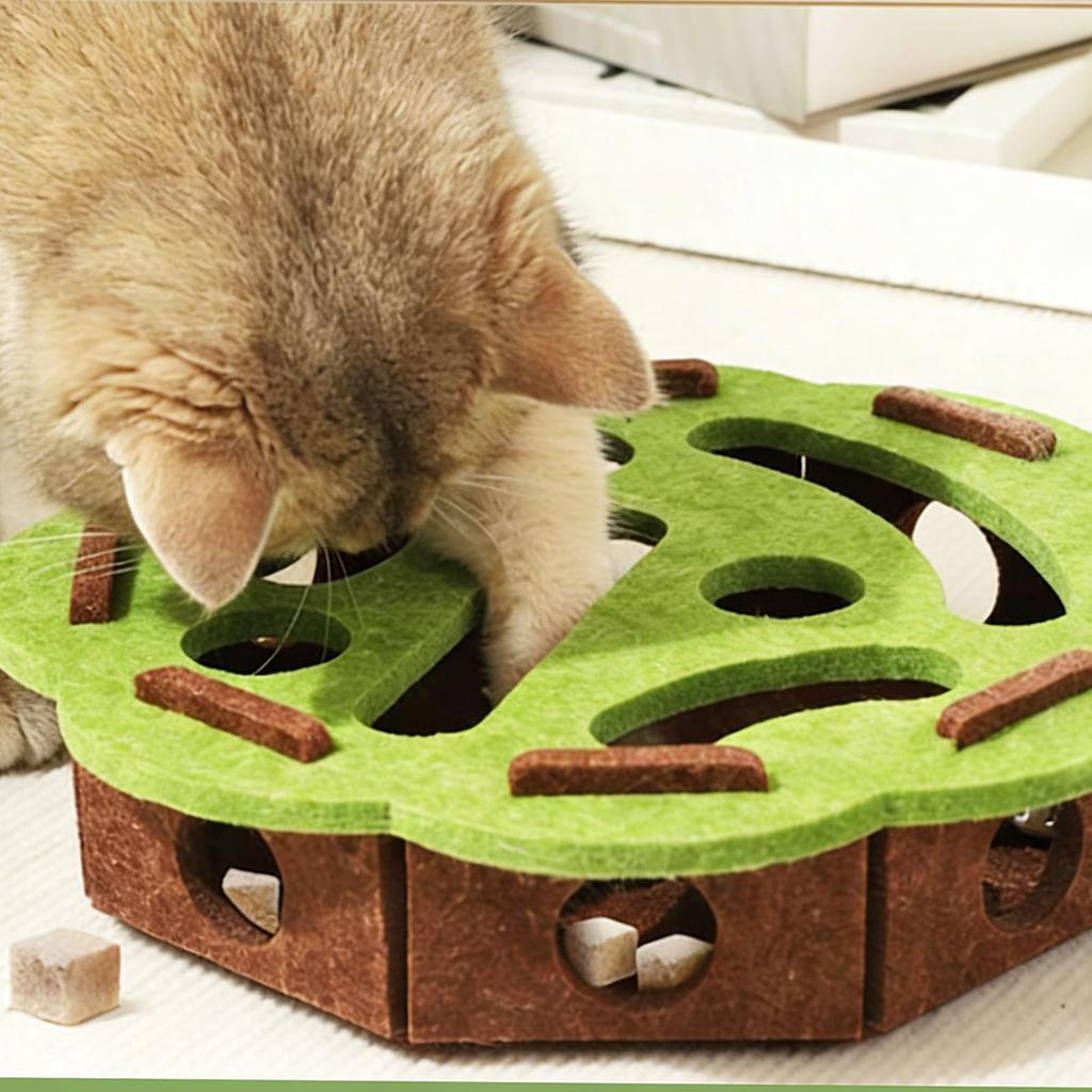 Interactive Cat Scratch Enrichment Box Mental Stimulation Felt Nail File Maze Box for Indoor Kitten Kitty