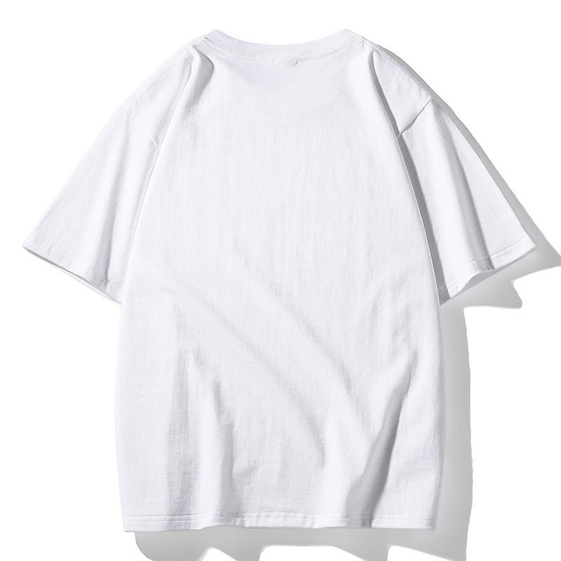Summer Men's and Women's New Printed Pure Cotton Round Neck T-shirt Shoulder Down Style T-shirt