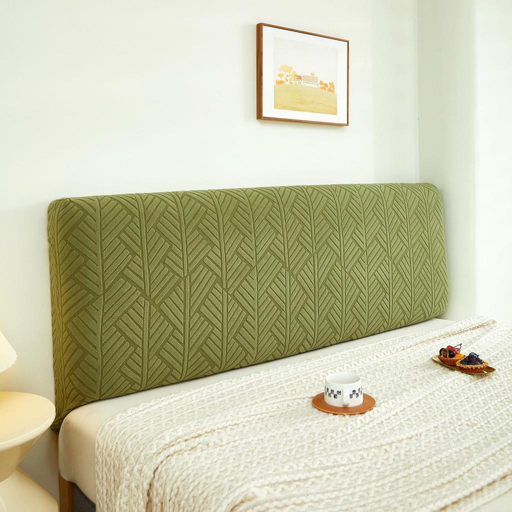 Jacquard Bed Headboard Cover Solid Color Elastic Bed Head Slipcover Leaves Printed All-inclusive Bed Backrest Cover Bedrooms